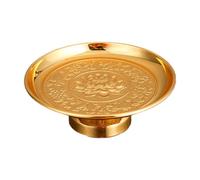 RCGOFOLLOW Cuenco de ofrenda de loto elaborado, frutero, decoración del hogar, elegante decorativo, bandeja fruta templo, presenta un hermoso loto con líneas suaves y superficies profundas.