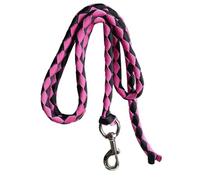 RCGOFOLLOW Cuerda de Caballo Premium Resistente con mosquetón y cincha Trenzada. Rienda para Equipo Ecuestre y Mascotas. Se Fija al Cabestro o arnés, Rosa y Negro, 2.5 m