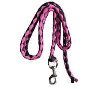 RCGOFOLLOW Cuerda de Caballo Premium Resistente con mosquetón y cincha Trenzada. Rienda para Equipo Ecuestre y Mascotas. Se Fija al Cabestro o arnés, Negro y Rosa, 3 Metros