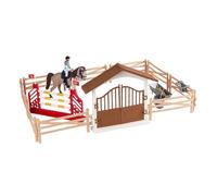 RCGOFOLLOW Juego de establo con Valla para Caballos y Jinetes. Diversión educativa y Aventuras imaginativas en la Vida Ecuestre. Juego de Figuras establo. Juguetes ecuestres, Mujer Jinete