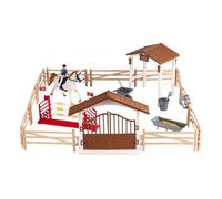 RCGOFOLLOW Juego de establo con Valla para Caballos y Jinetes. Diversión educativa y Aventuras imaginativas en la Vida Ecuestre. Juego de Figuras establo. Juguetes ecuestres, Hombres Jinete
