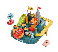 RCGOFOLLOW Juego de Tren de Juguete con grúa, vehículo y rieles, Listo para Inspirar la Creatividad los jóvenes Ingenieros, DISEÑO con Seis mecanismos Enlace, Juego Educativo para el Cerebro, Coche