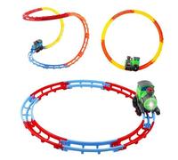 RCGOFOLLOW Juego de vías de Tren, vagón rodante, interacción eléctrica, Pistas Carreras para niños, Juguetes con Luces y Sonidos, diversión para el Juego Activo, Trenes eléctricos, Interactivo