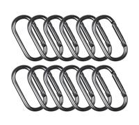 RCGOFOLLOW Mosquetón versátil con Cierre de Seguridad Tipo D para Hamaca, Saco de Boxeo, Mochila, Botella y Llavero. Incluye 2 mosquetones, Gris, 24x50 mm