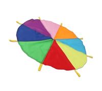 RCGOFOLLOW Paracaídas arcoíris Grande para niños, 2 m de diámetro, Resistente al Agua y anticorrosión, Divertido y Atractivo, con 8 Asas para un Agarre fácil. Paracaídas de 8 Asas.