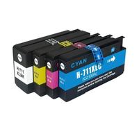 RCGtnnesa Compatible con Cartucho de Tinta de Repuesto para Impresora 711XL 711 DesignJet T120 T520, Lleno de Tinta(1 Set 4PCS)