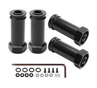 Rchobbytop Paquete de 4 adaptadores hexagonales de aluminio de 12 mm para cubo de rueda de 30 mm, piezas de actualización para Traxxas Slash 4x4 HQ 727 1/10 RC camión de curso corto, color negro