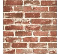 RchSLK Papel Pintado para Pared Vinilo Adhesivo Muebles Efecto Ladrillo Rojo Rural Autoadhesivo Decorativo para Encimeras, Revestimiento de Paredes, Fácil de Limpiar