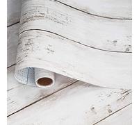 RchSLK Papel Pintado para Pared Vinilo Adhesivo Muebles Efecto Madera Blanco y Gris Autoadhesivo Decorativo para Encimeras, Revestimiento de Paredes, Fácil de Limpiar