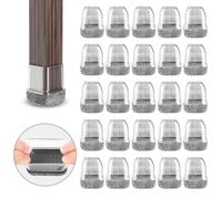 RCHYFEED 24 Protectores de Piso de Silla Mejorados de 0.7-1.25 Pulgadas,Tapas Transparentes Copas para Patas de Muebles con Almohadillas de Fieltro para Proteger Suelos de Madera Dura de Arañazos