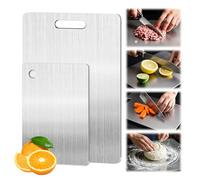 RCIDOS 2 Piezas Tabla De Cortar De TitanioTablero De Corte De Cocina De Bos Iados De Alimentos Adecuado Para Carne, Verduras, Frutas Tabla De Corte De Acero Inoxidable S304