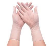 RCIUJEL Guantes desechables de PVC extendidos para mujer, transparentes, impermeables, guantes de goma para tareas domésticas (blanco-100 unidades, S)