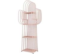 RCJCQSR Estantería independiente de 4 niveles con diseño de cactus de metal, con ganchos bilaterales para sala de estar, dormitorio (color: rosa)