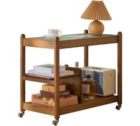 RCJCQSR Mesa auxiliar estrecha moderna de 2 niveles con ruedas, mesa rodante multiusos