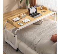 RCJCQSR Mesa Auxiliar para Ordenador, Mesa Portátil Ordenador Ajustable con Ruedas, 115-210CM Mesa Hospital Comer Mesa De Bandeja Mesa De Sobrecama Carrito para Sofá/Cama(Color:Wood)