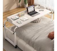 RCJCQSR Mesa Auxiliar para Ordenador, Mesa Portátil Ordenador Ajustable con Ruedas, 115-210CM Mesa Hospital Comer Mesa De Bandeja Mesa De Sobrecama Carrito para Sofá/Cama(Color:Blanco)