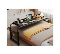 RCJCQSR - Mesa de cama con ruedas ajustable para ordenador portátil con ruedas y mesa lateral portátil para dormitorio, escritorio de ordenador negro, espacio de trabajo móvil