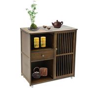 RCJCQSR Mesa de centro de granja con ruedas, mesa de té móvil, aparador de buffet para el hogar, cocina, comedor (nogal) (color: nogal)