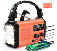 Rckskaya Radio meteorológica AM/FM/NOAA, linterna de radio de emergencia con manivela, cargador de teléfono celular de 20000 mAh, funciona con pilas, funciona con energía solar, lámpara de lectura