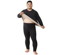 RCLONGEU Set de Ropa Interior Térmica para Hombre Manga Larga Camiseta y Pantalones Invierno Esquí Térmicos Suave Elástica Conjuntos Deportes Ciclismo Running Montaña (Black,6XL)