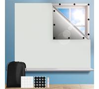 RCLONGEU Tela Opaca para Cortinas Opacas, Protección Solar con Revestimiento Térmico, Aislamiento Opaco para Ventanas de Tejado, Cortinas Opacas con 32 Velcro (Blanco,145x300CM)
