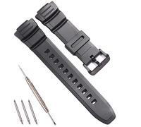 RCNZWQB Correa de reloj de repuesto de resina para Casio MCW-100H WS-220 HDD-S100 Correa de goma para hombre impermeable 16mm Casual Wristband (negro)