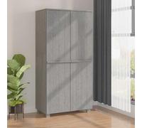 RCODSSK Armario de madera maciza de pino con dos compartimentos y barra para colgar en los compartimentos superior e inferior en color gris claro
