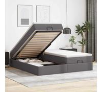RCODSSK Cama otomana con mecanismo de elevación hidráulica y gran espacio de almacenamiento, cama de piel sintética con colchón de muelles ensacados y cómodo cojín para un sueño reparador, color gris