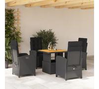 RCODSSK Conjunto de comedor de jardín de poliratán negro con mesa de comedor de altura regulable y conjunto de muebles de jardín, respaldo ajustable, incluye sillones extraíbles y fundas lavables,