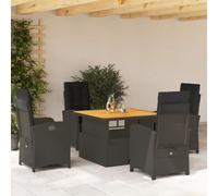 RCODSSK Conjunto de comedor de jardín de poliratán negro con mesa de comedor de altura regulable y conjunto de muebles de jardín, respaldo ajustable, incluye sillones extraíbles y fundas lavables,