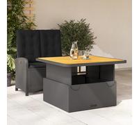 RCODSSK Conjunto de comedor de jardín de poliratán negro con mesa de comedor de altura regulable y conjunto de muebles de jardín, respaldo ajustable, incluye sillones extraíbles y fundas lavables,