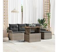 RCODSSK Conjunto de sofá de ratán sintético con espacio de almacenamiento, moderno juego de comedor rectangular para exteriores, juego de 6 sofás de jardín con bolsillos de almacenamiento resistentes
