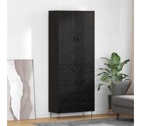 RCODSSK Juego de 2 tablas altas de madera de color negro con mucho espacio de almacenamiento, resistente a la humedad