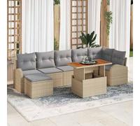 RCODSSK Juego de 8 sofás de jardín de ratán beige con esquina, otomana, bolsillos impermeables y práctico espacio de almacenamiento, incluye 2 sofás, 1 esquina y 3 asientos centrales