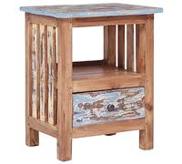 RCODSSK Mesita de noche hecha a mano de madera recuperada y caoba maciza con un cajón, UNA mesita de noche de caoba maciza reciclada