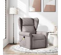 RCODSSK Sillón de relax eléctrico con función de masaje, funda de tela color topo, sillón con respaldo eléctrico regulable hasta 135 grados de inclinación y práctico bolsillo lateral