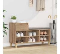 RCODSSK Zapatero de madera de roble Artisan, zapatero de 102 x 36 x 60 cm, zapatero con cajones y compartimento grande, banco y espacio de almacenamiento para guardar zapatos ordenados