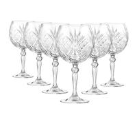 RCR 6x 650ml Melodia Vasos De Ginebra - Grande Tallo Largo en Forma de Cuenco G&T Cóctel Bebiendo Copa Tónico Vidrio Set de Regalo Crystal