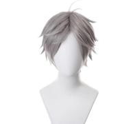 Rcrllya Anime Haikyuu!! Sugawara Koushi, Pelucas Cosplay, Pelucas de Pelo Corto Gris Oscuro, Juego de Roles, Disfraz de Halloween, Pelucas de Fiesta con Gorro de Peluca