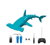 RCXTechPro Barco a control remoto de tiburón de 2.4 GHz con acción de buceo, spray de agua, natación, peces eléctricos realistas para playa y piscina de verano, aficionados al agua al aire libre (cian