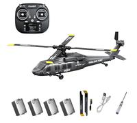 RCXTechPro Black-Hawk K200 Helicóptero RC sin escobillas, 2.4G 6CH RTF 6 ejes Gyro avión militar con posicionamiento de flujo óptico, retención de altitud y vuelo invertido para adultos, 4 baterías