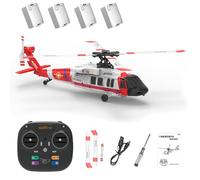 RCXTechPro Black-Hawk K200 Helicóptero RC sin escobillas, 2.4G 6CH RTF 6 ejes Gyro avión militar con posicionamiento de flujo óptico, retención de altitud y vuelo invertido para adultos, 4 baterías