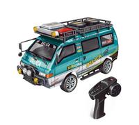 RCXTechPro Coche Delica RC a escala 1:24, camión RC cepillado todoterreno de 2.4 GHz 2WD con velocidad variable, caja de cambios manual de 3 velocidades, faros LED, modelo de simulación altamente