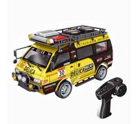 RCXTechPro Coche Delica RC a escala 1:24, camión RC cepillado todoterreno de 2.4 GHz 4WD con velocidad variable, caja de cambios manual de 3 velocidades, faros LED, modelo de simulación altamente