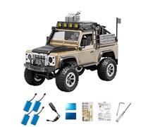 RCXTechPro Escala 1/12 totalmente proporcional RC Rock Crawler, KF90 2.4GHz 4WD Off Road, vehículo de escalada con luz LED ajustable Monster Truck RTR para adultos, amarillo/4 baterías