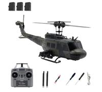 RCXTechPro RC-ERA C032 UH-1 Huey Helicóptero RC a escala 1:48, motor sin escobillas Flybarless de 6 canales, estabilización giroscópica de 6 ejes, posicionamiento de flujo óptico y vuelo invertido 3D