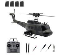 RCXTechPro RC-ERA C032 UH-1 Huey Helicóptero RC a escala 1:48, motor sin escobillas Flybarless de 6 canales, estabilización giroscópica de 6 ejes, posicionamiento de flujo óptico y vuelo invertido 3D