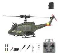 RCXTechPro RC ERA C032 UH-1 Huey RC Helicóptero para adultos, escala 1/48 6CH 2.4G Flybarless Gyro estabilizado avión con posicionamiento de flujo óptico y aterrizaje de una sola tecla - RTF/1 batería