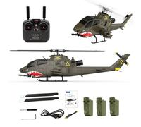 RCXTechPro YU XIANG F112S AH-1 Cobra 1:40 RC Helicóptero GPS 9CH Flybarless Dual Rotor Avión Militar Clase 200 con motores duales sin escobillas, retención de altitud y vuelo inteligente LiDAR - RTF