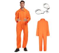 RCYHCY Disfraz de Prisionero, Disfraz Carcel Naranja, Disfraz de prisionero naranja para hombre, Mono de Presidiario, Disfraz Convicto para Cosplay, Halloween, Carnaval (XXL)